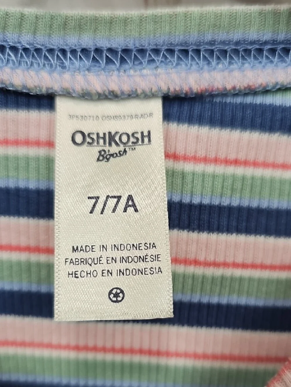 OshKosh B'gosh Striped Ribbed Top in Blue, Pink & Green